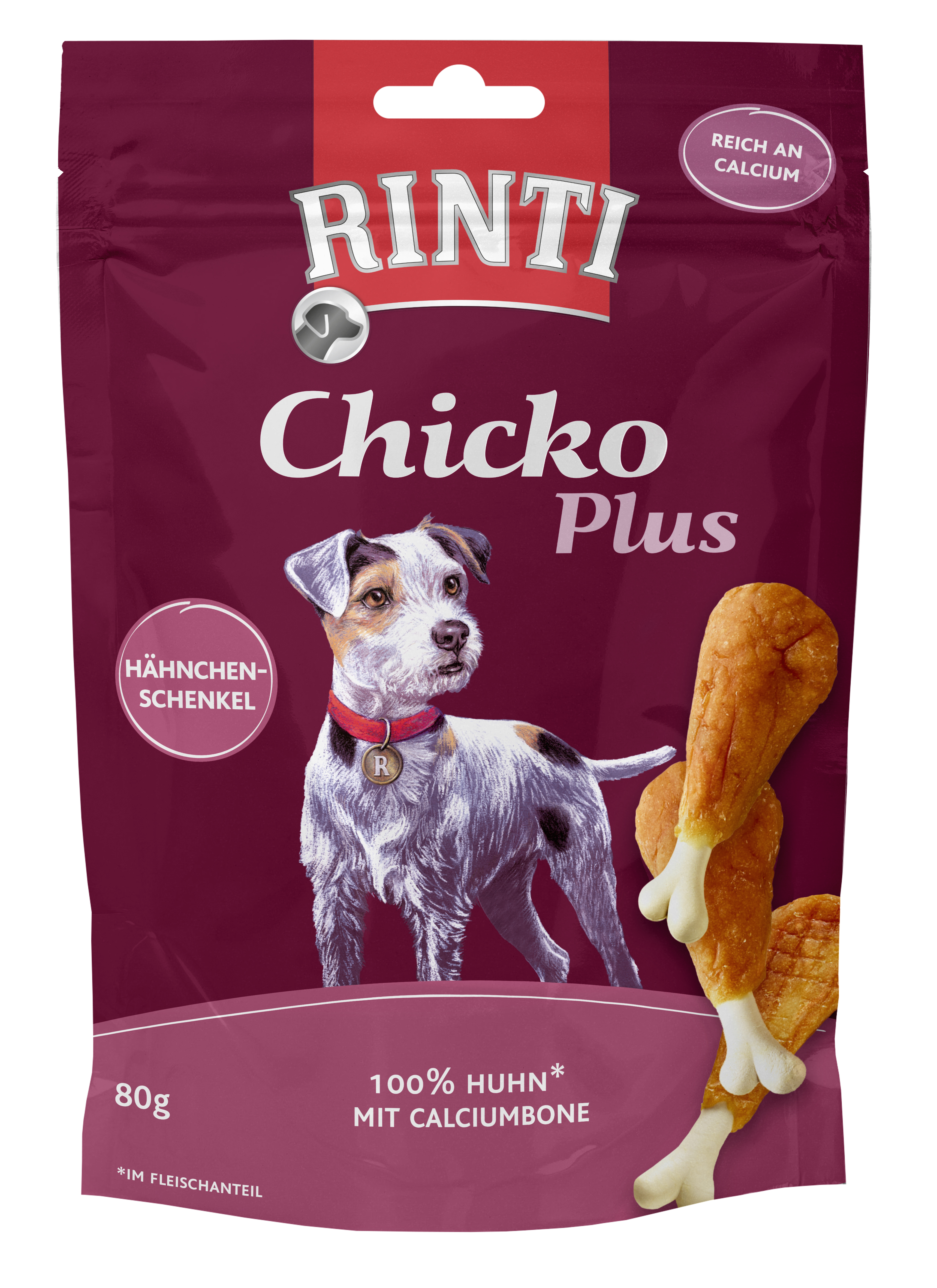 Rinti Chicko Plus Hähnchenschenkel mit Calciumbone 80 g
