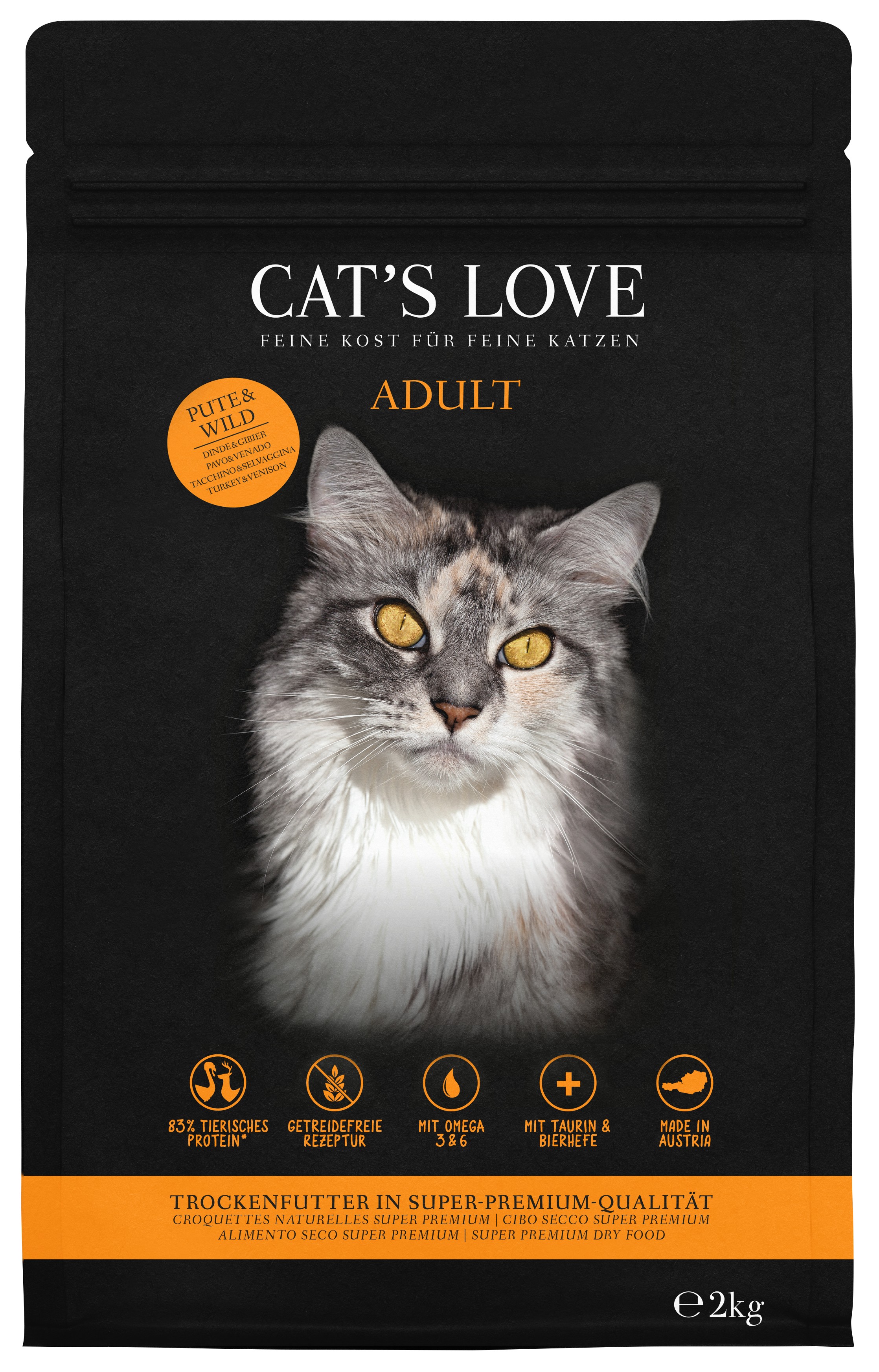 CAT'S LOVE TROCKEN ADULT Pute&Wild 2kg