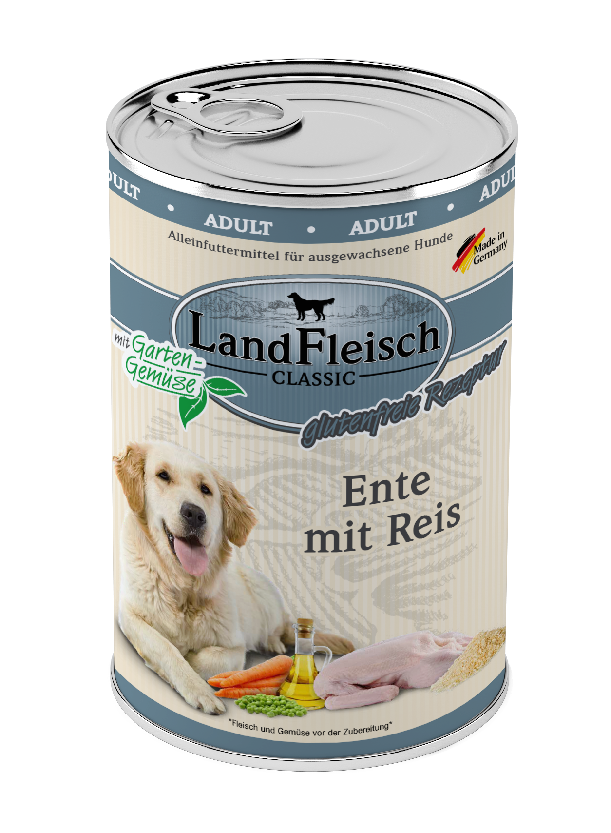 LandFleisch Dog Classic Ente mit Reis und Gartengemüse 400g