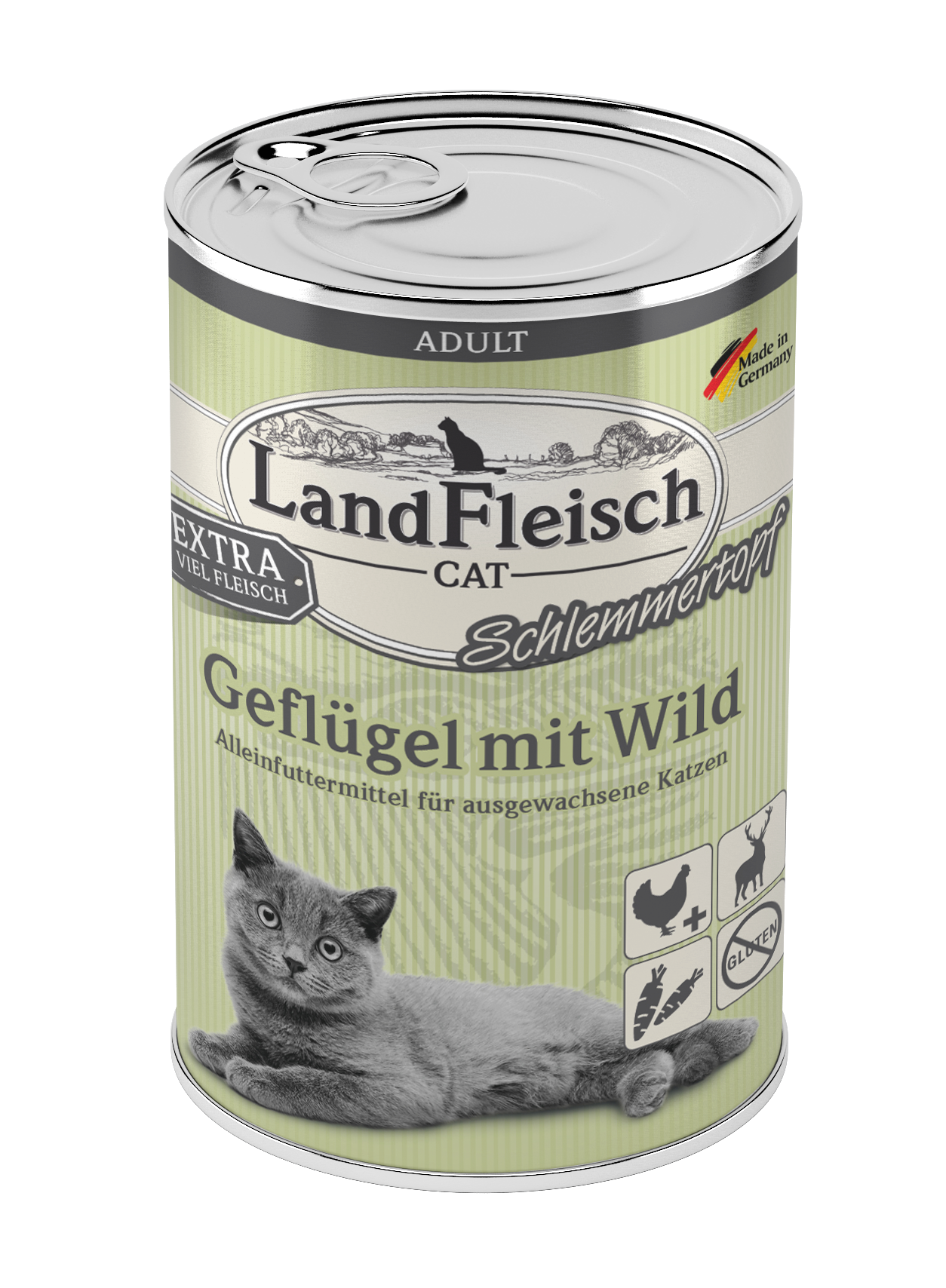 LandFleisch Cat Adult Schlemmertopf Geflügel mit Wild 400g