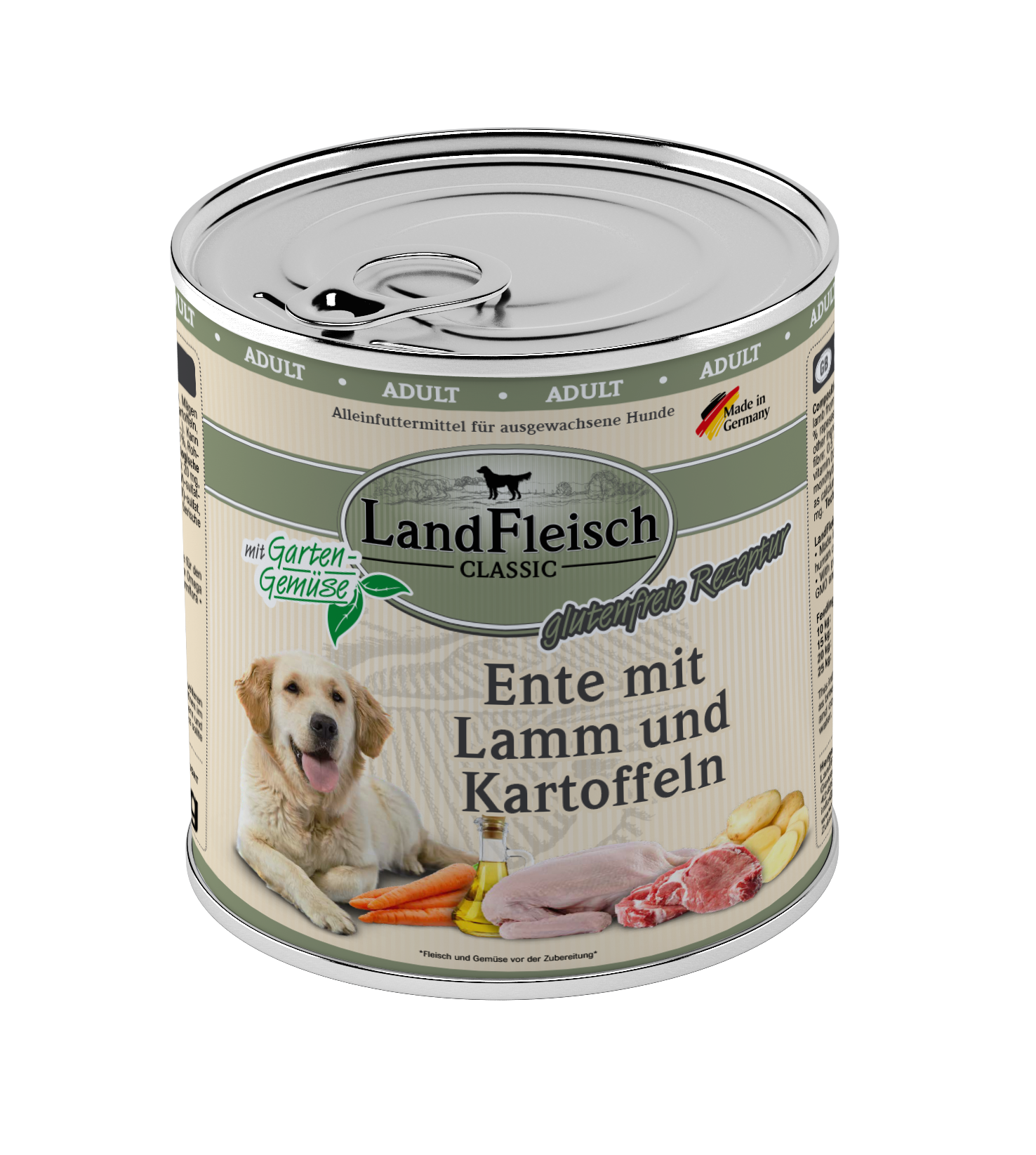 LandFleisch Dog Classic Ente mit Lamm und Kartoffeln 800g