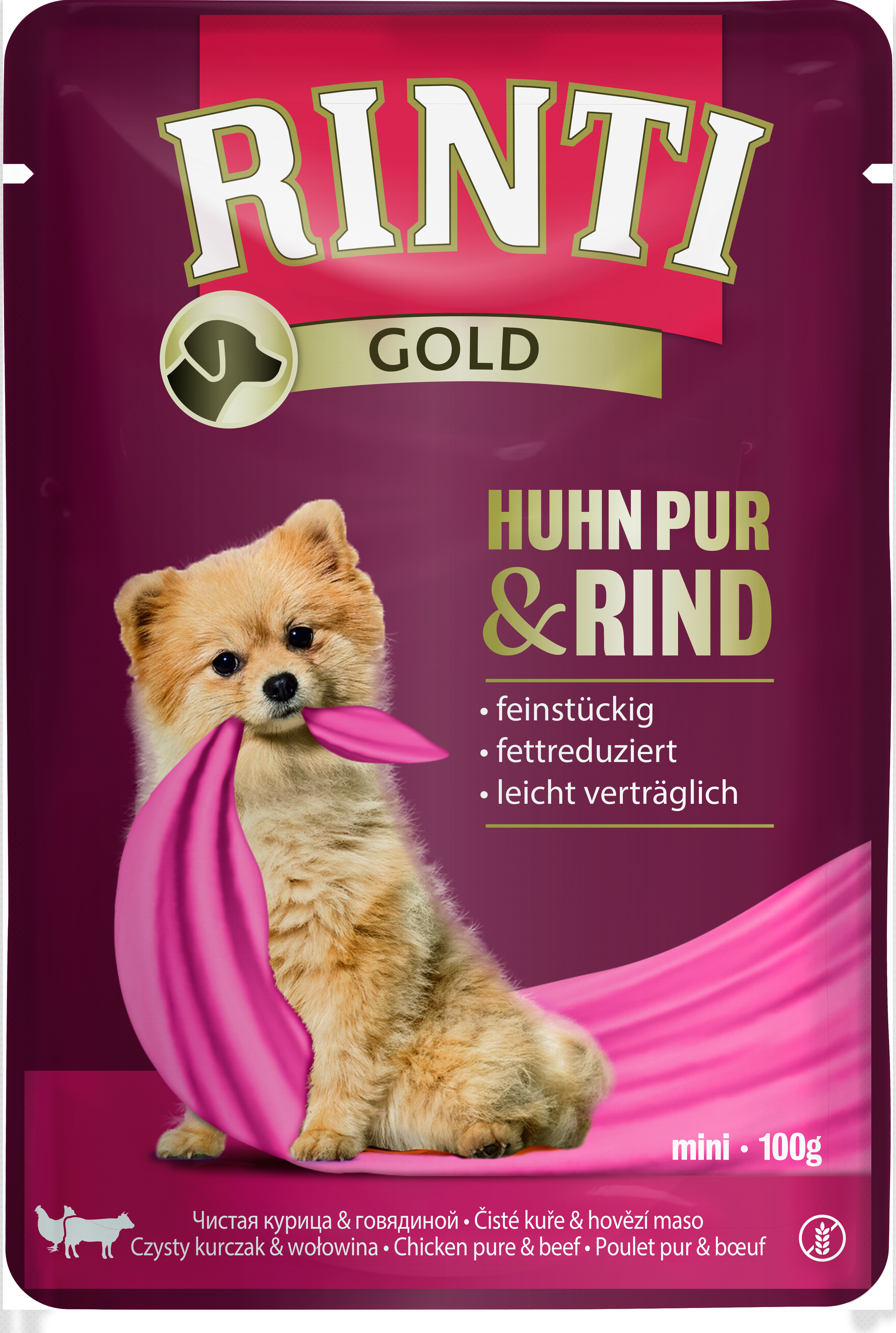 Rinti Gold Huhn Pur & Rind 100g Pouchbeutel