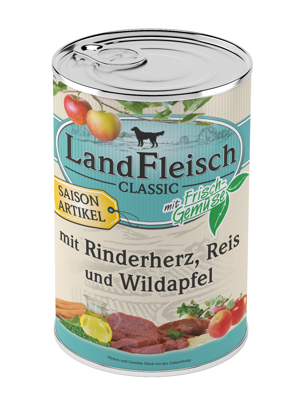 LandFleisch Classic Rinderherz, Reis & Wildapfel mit Frischgemüse 400g
