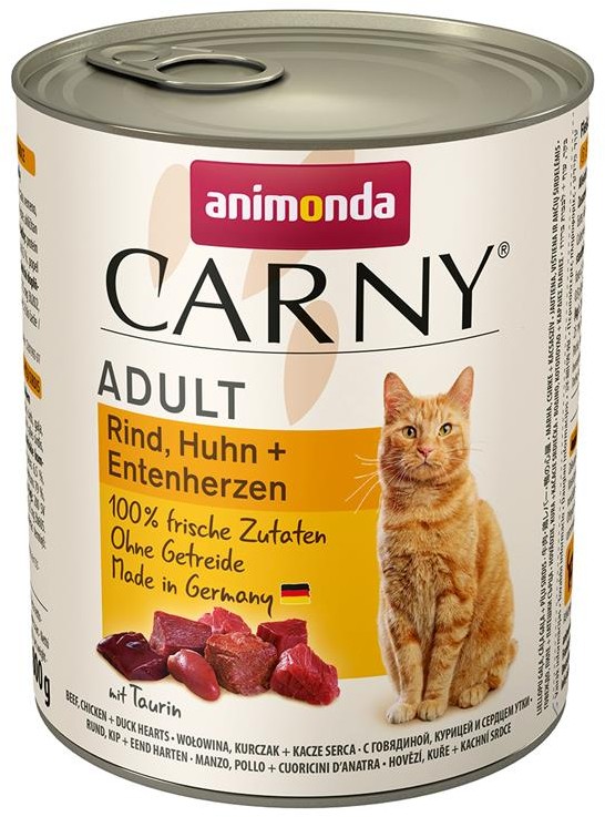 Animonda Cat Dose Carny Adult Rind, Huhn + Entenherzen 800g