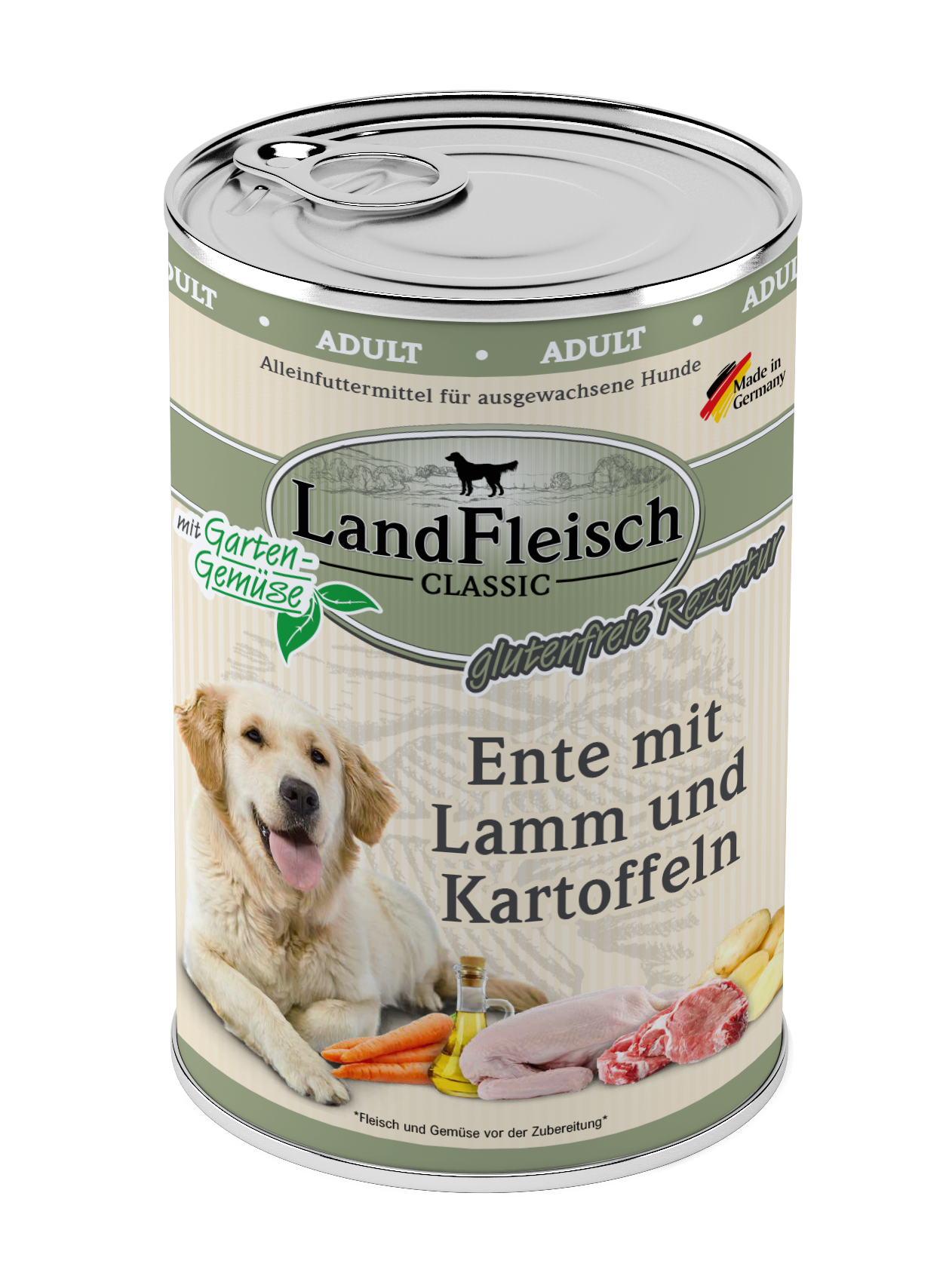 LandFleisch Dog Classic Ente mit Lamm und Kartoffeln 400g
