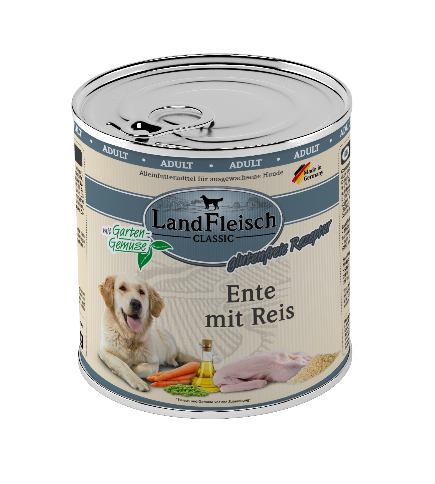LandFleisch Dog Classic Ente mit Reis und Gartengemüse 800g