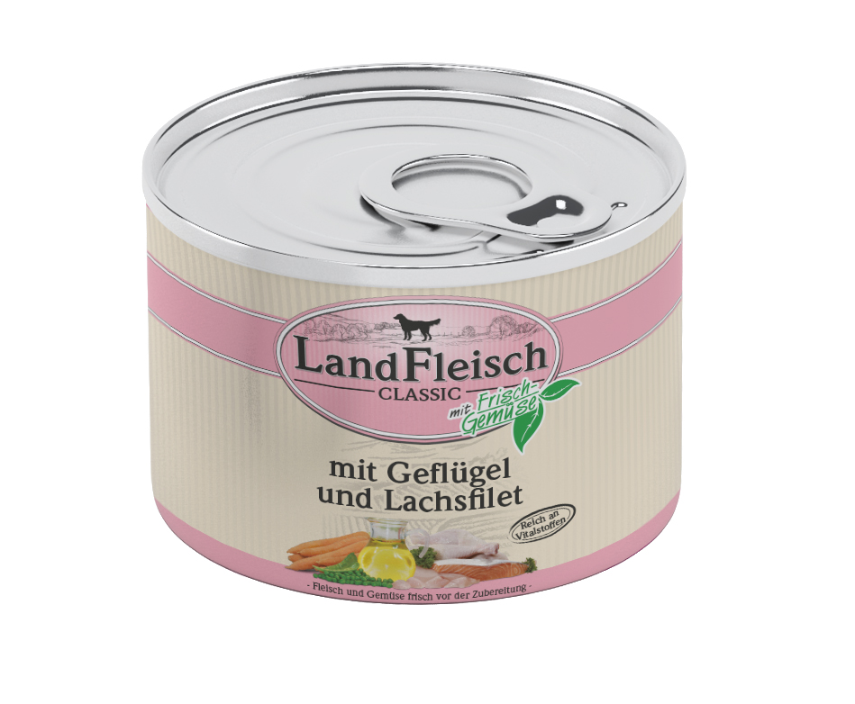 LandFleisch Classic Geflügel & Lachsfilet mit Frischgemüse 195g