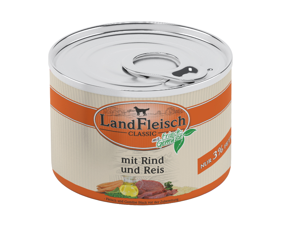 LandFleisch Classic Rind & Reis extra mager mit Frischgemüse 195g