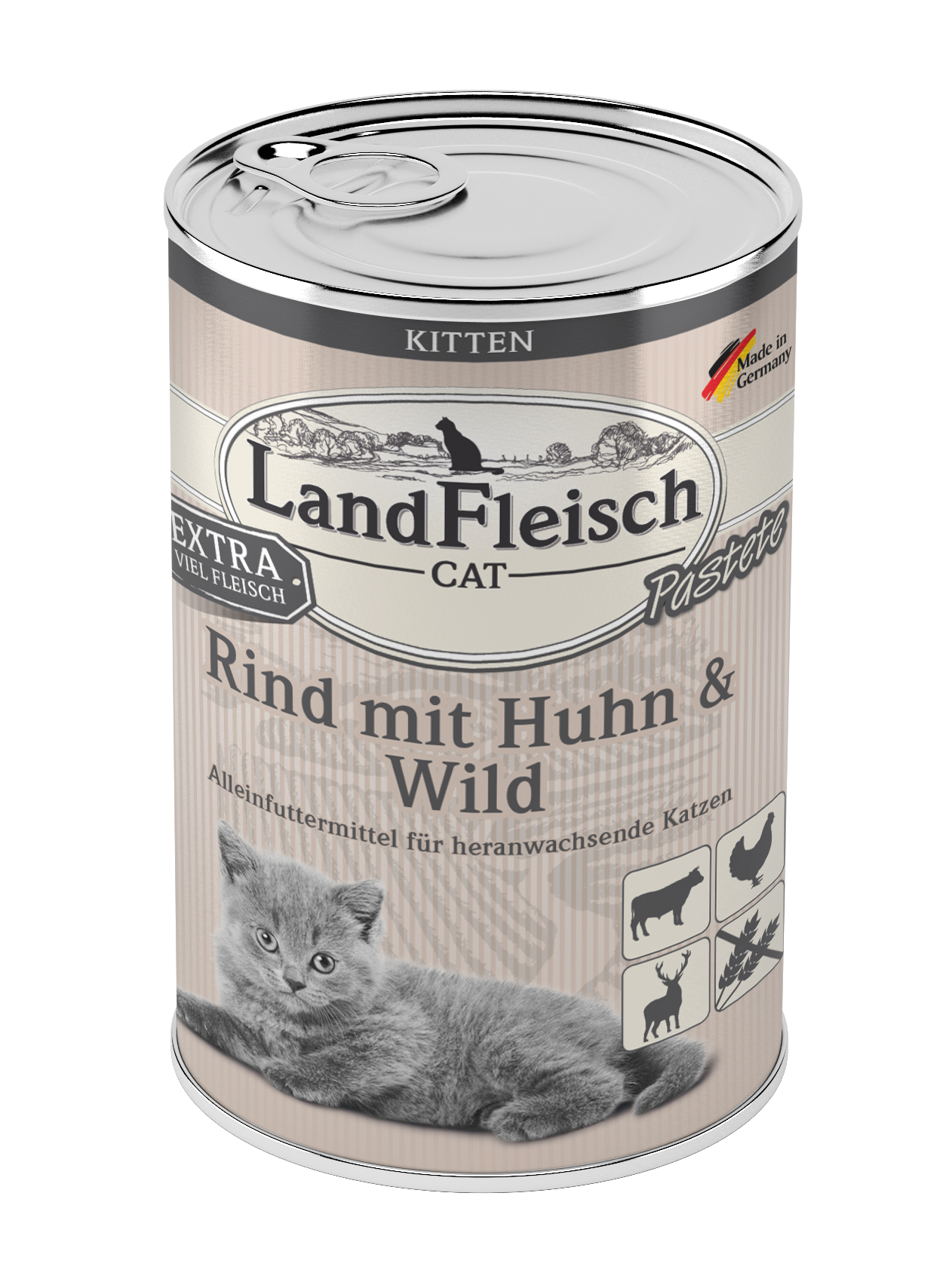 Landfleisch Cat Kitten Pastete Rind mit Huhn & Wild 400g