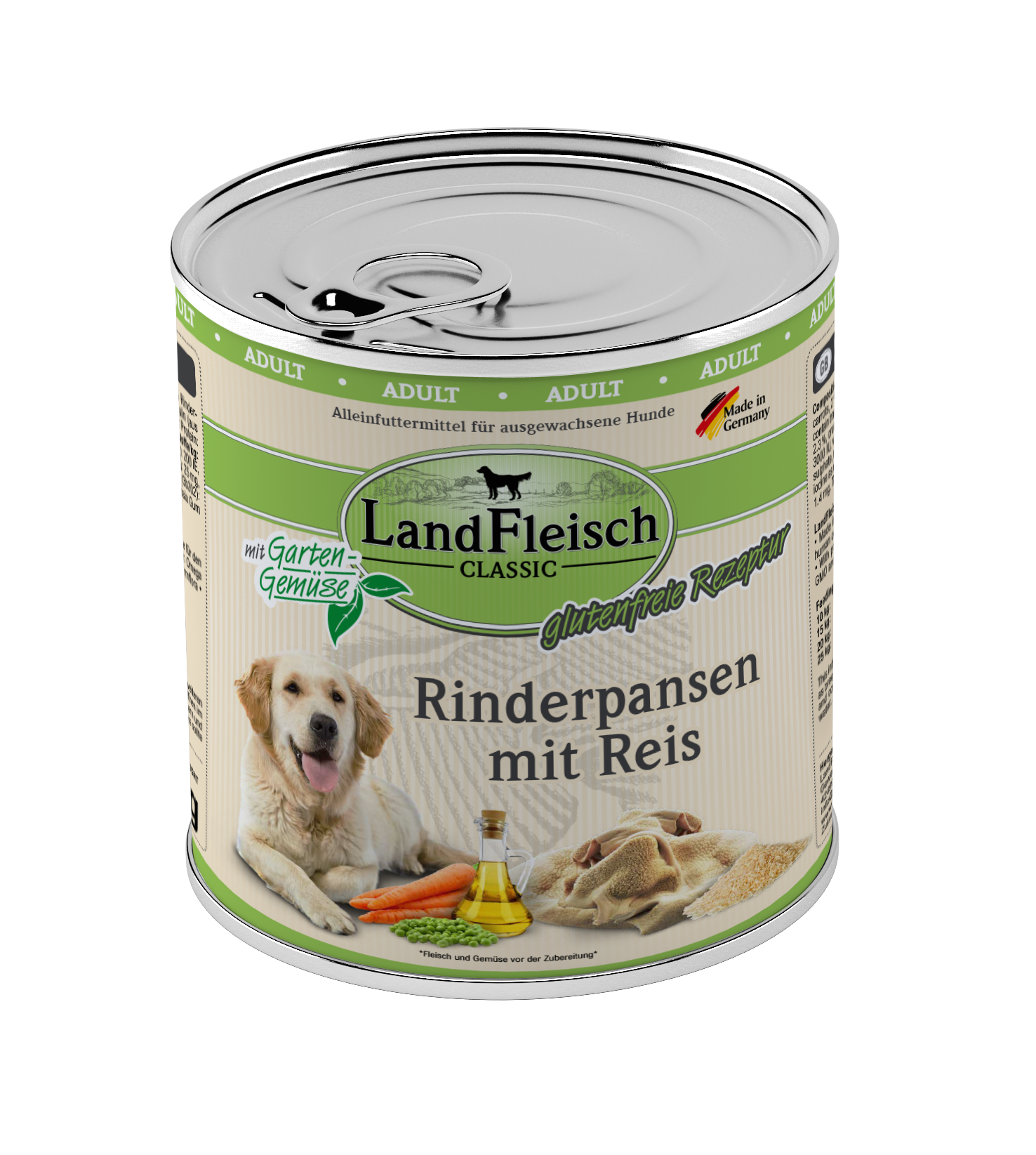 LandFleisch Dog Classic Rinderpansen mit Reis und Gartengemüse 800g